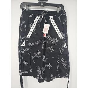 Kappa Shorts Medium Black Floral Long Cargo‎ Soccer Casual Logo Pockets NWT